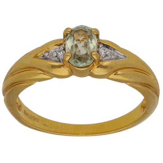 18ct Gold Diaspore & 0.01ct Diamond Dress/Cocktail Ring Size N