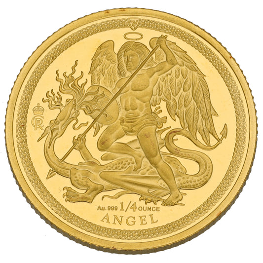 24ct Gold Isle Of Man Angel 1/4 OZ Coin 2023