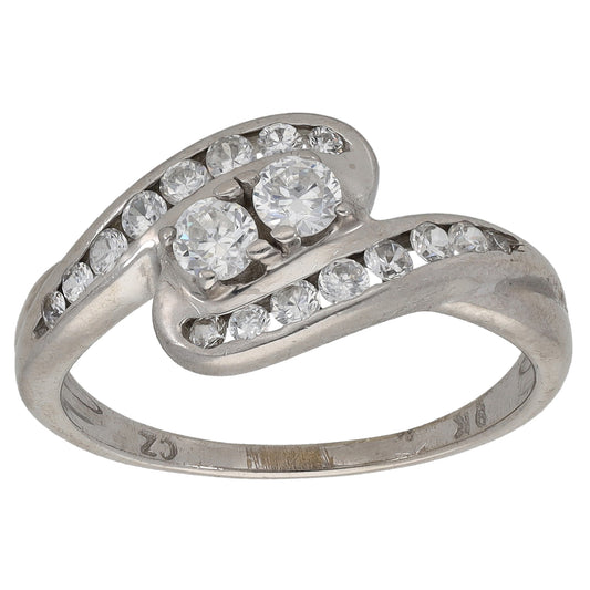 9ct White Gold Cubic Zirconia Dress/Cocktail Ring Size O