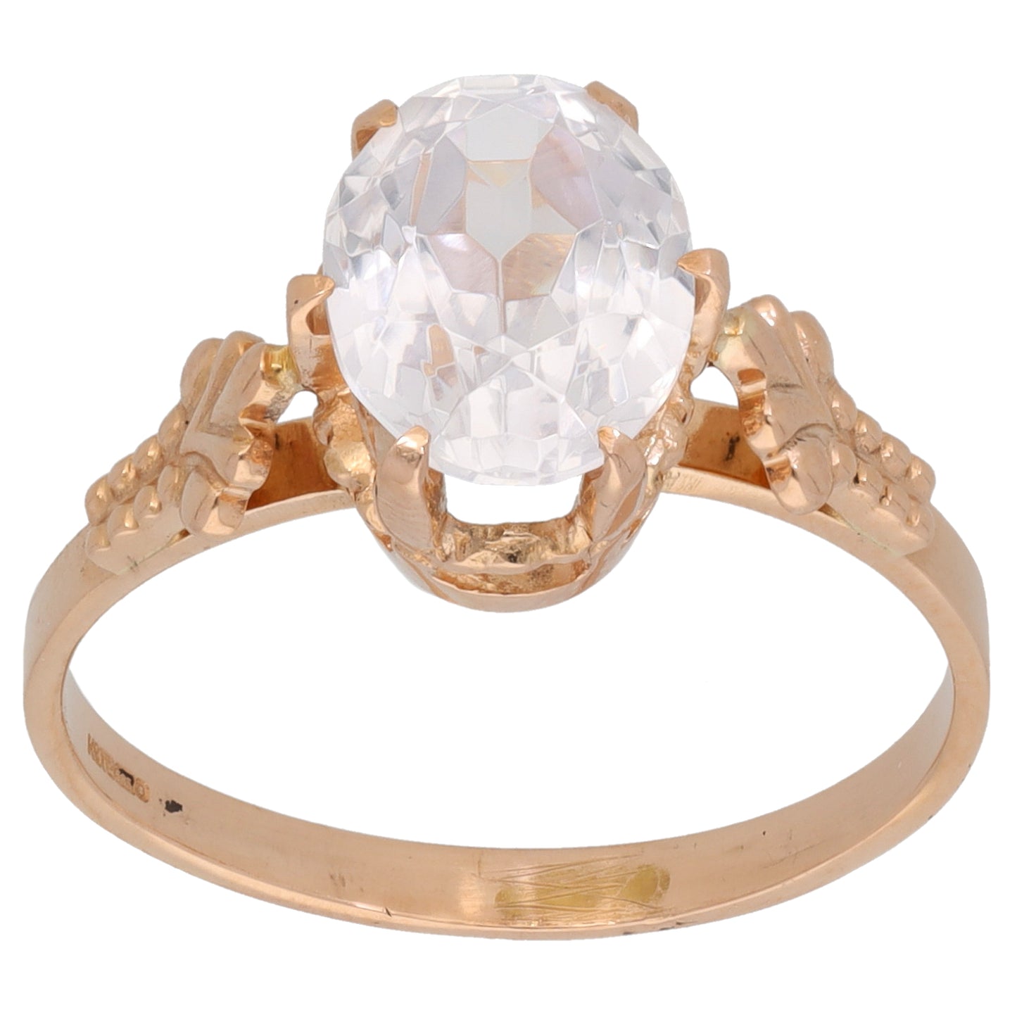 14ct Gold Cubic Zirconia Single Stone Ring Size T