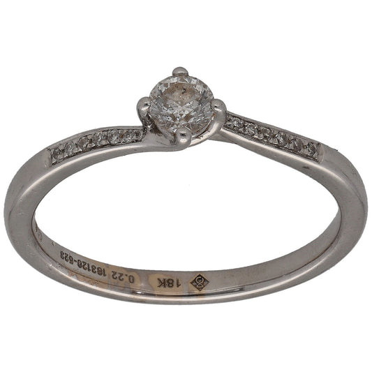 18ct Gold 0.22ct Diamond Solitaire Ring With Accent Stones Size L