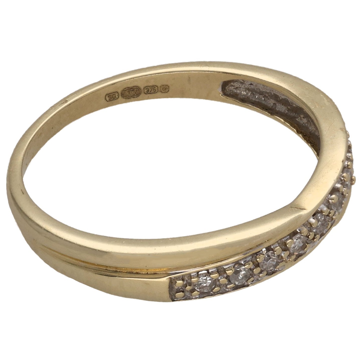 9ct Gold 0.09ct Diamond Half Eternity Ring Size N