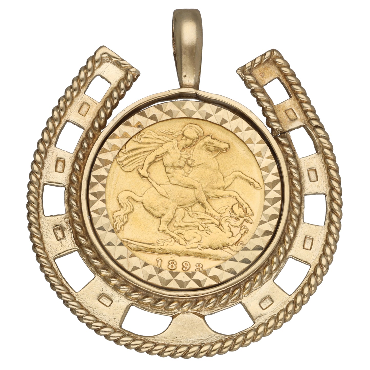 9ct Gold Horseshoe Coin Pendant