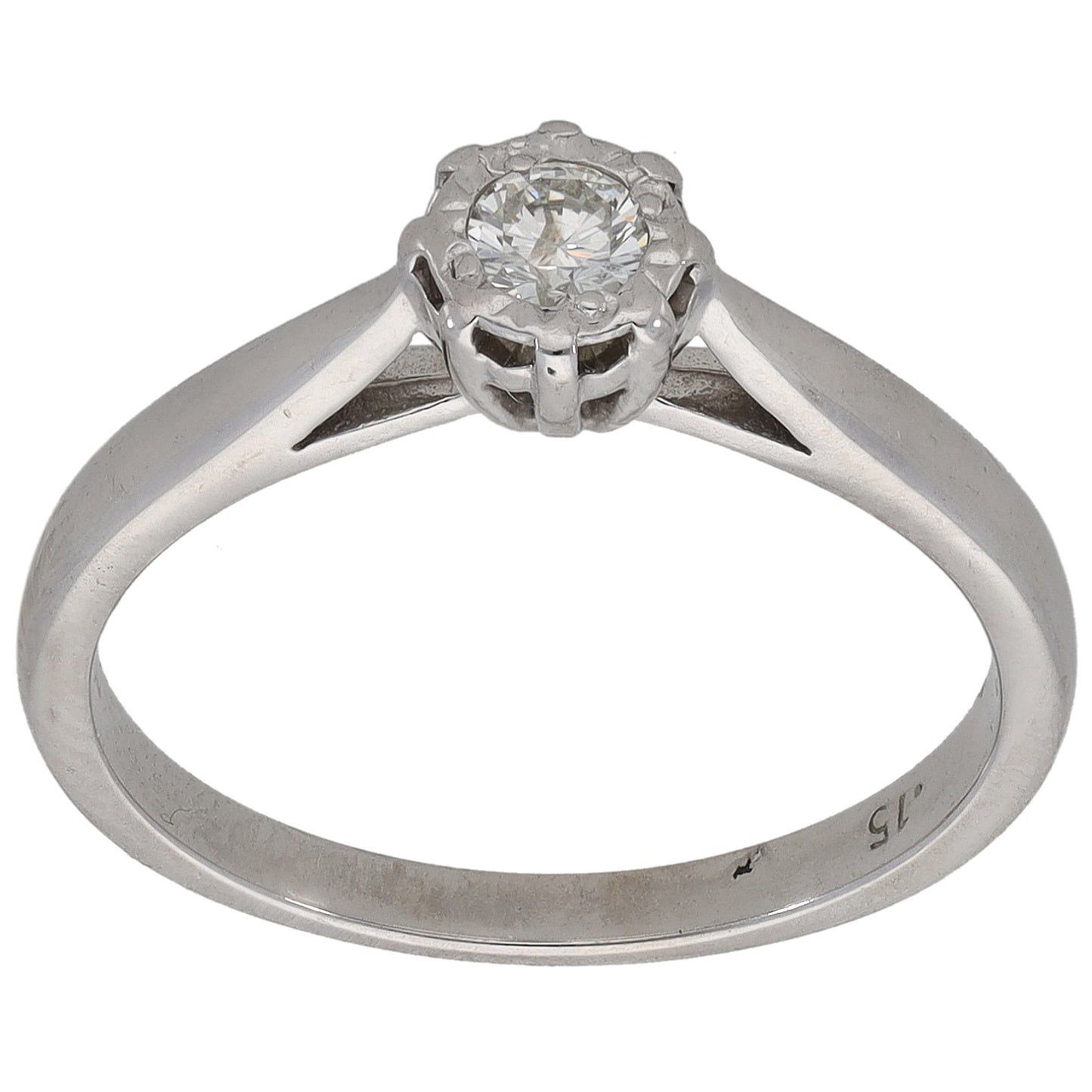 18ct White Gold 0.15ct Diamond Solitaire Ring Size N