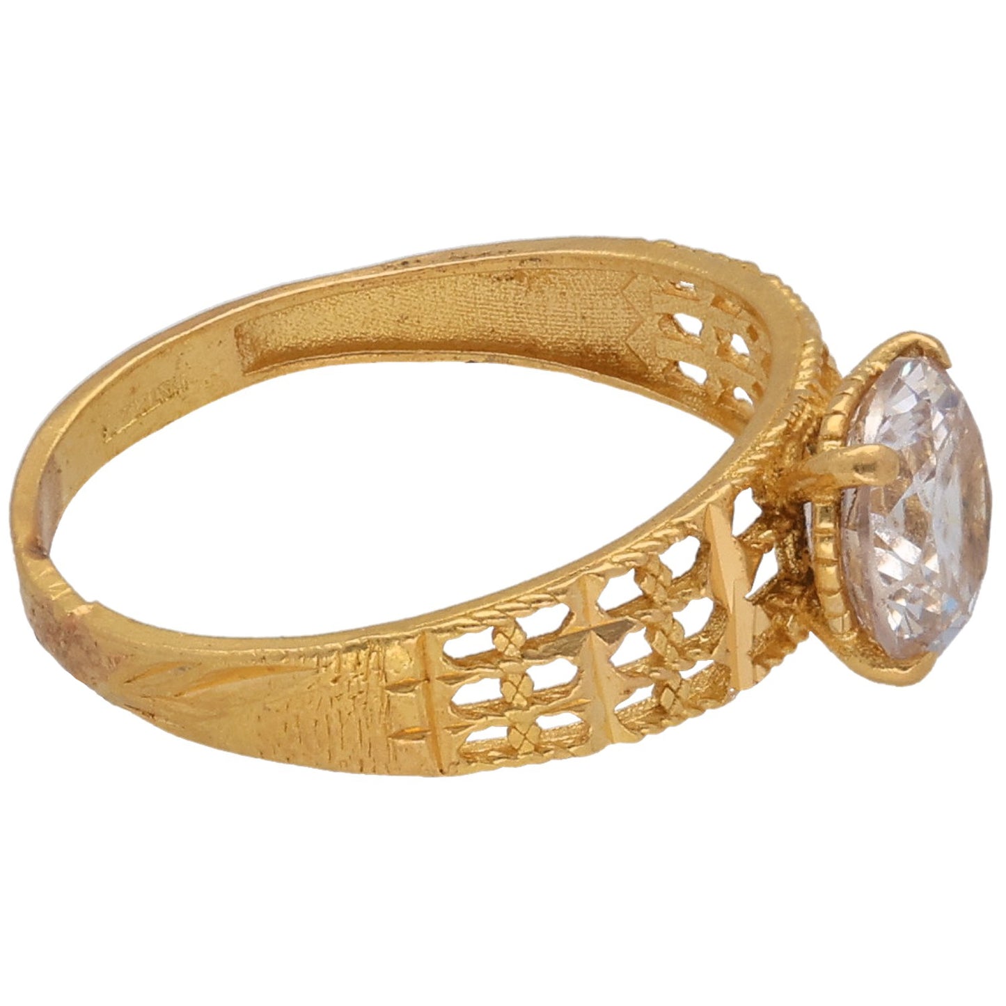 22ct Gold Cubic Zirconia Single Stone Ring Size L