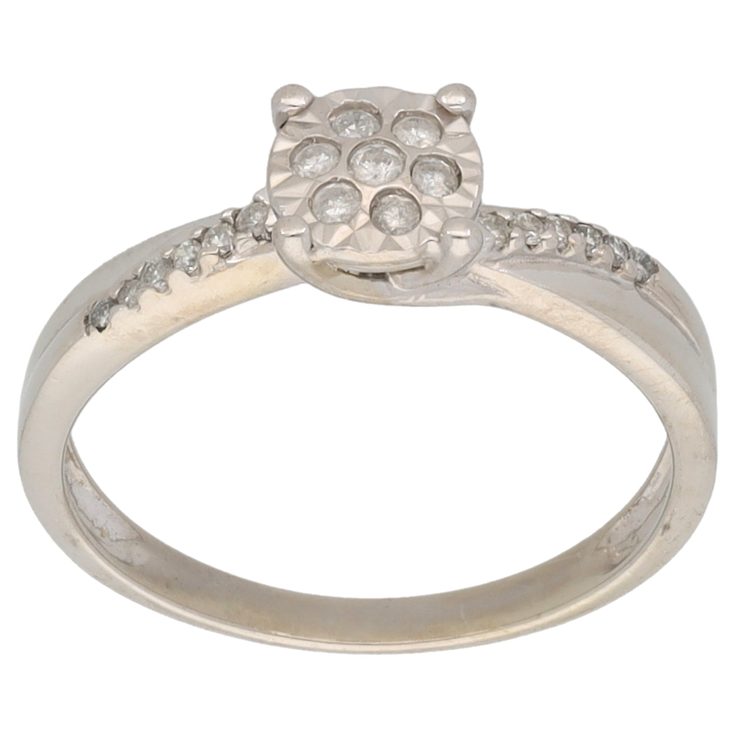 9ct White Gold 0.20ct Diamond Cluster Ring Size P