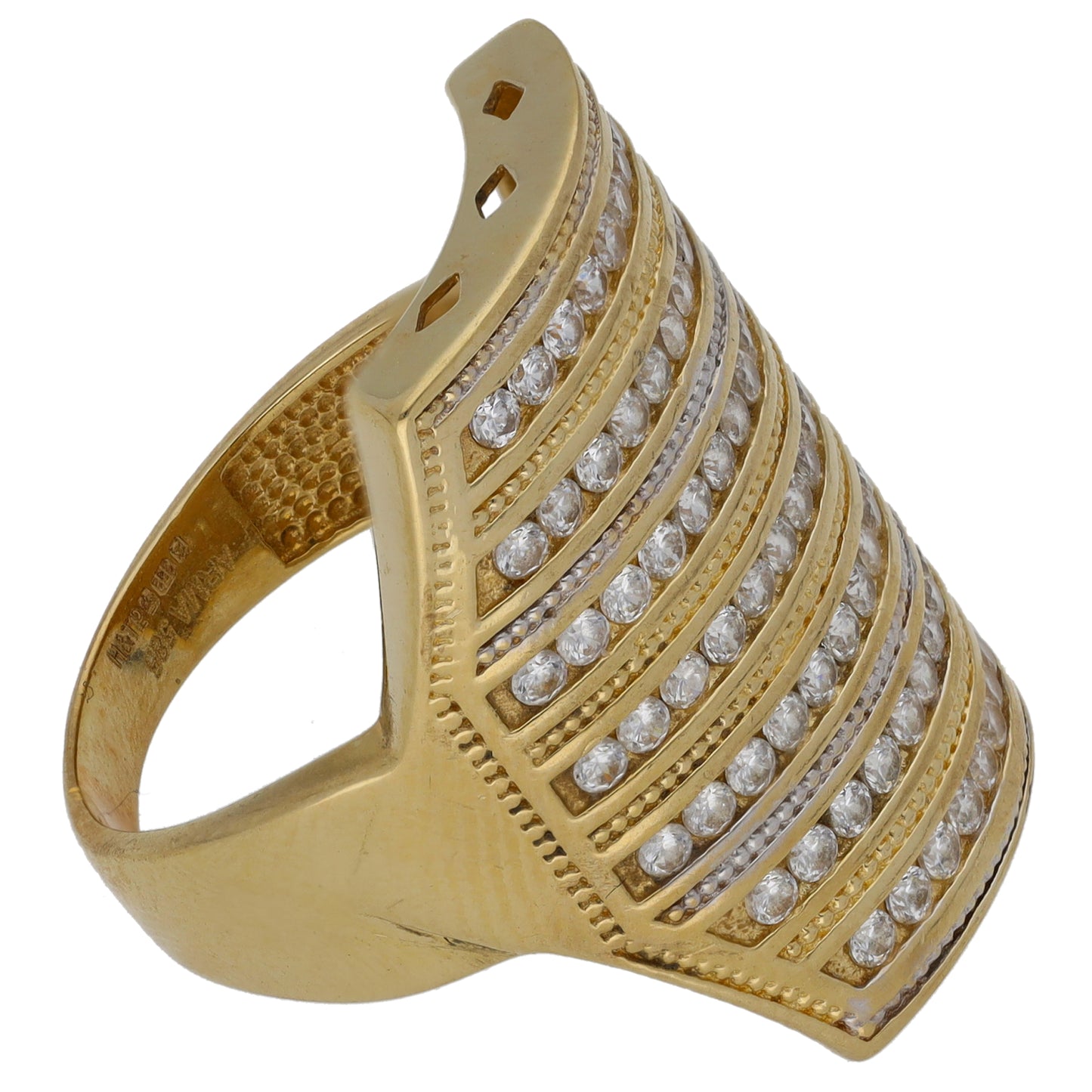 14ct Gold Cubic Zirconia Dress/Cocktail Ring Size P