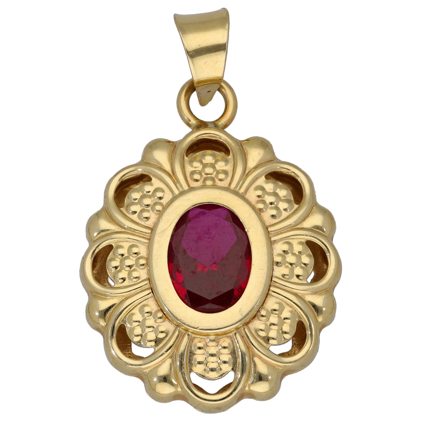 14ct Gold Imitation Gem Single Stone Pendant