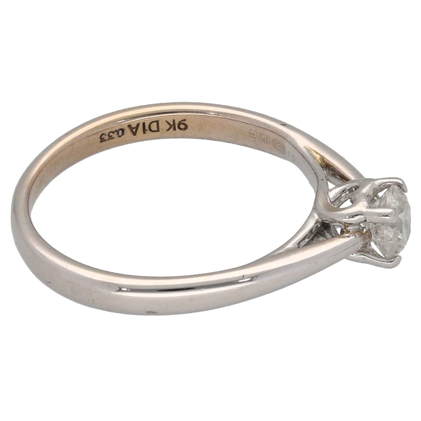 9ct Gold 0.33ct Diamond Solitaire Ring Size K