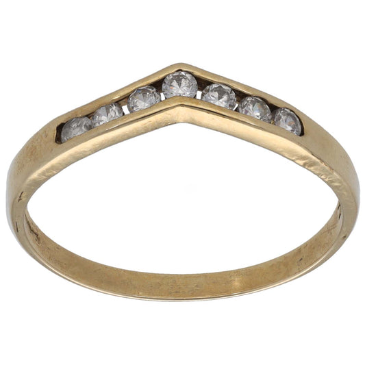 9ct Gold Cubic Zirconia Wishbone Ring Size U