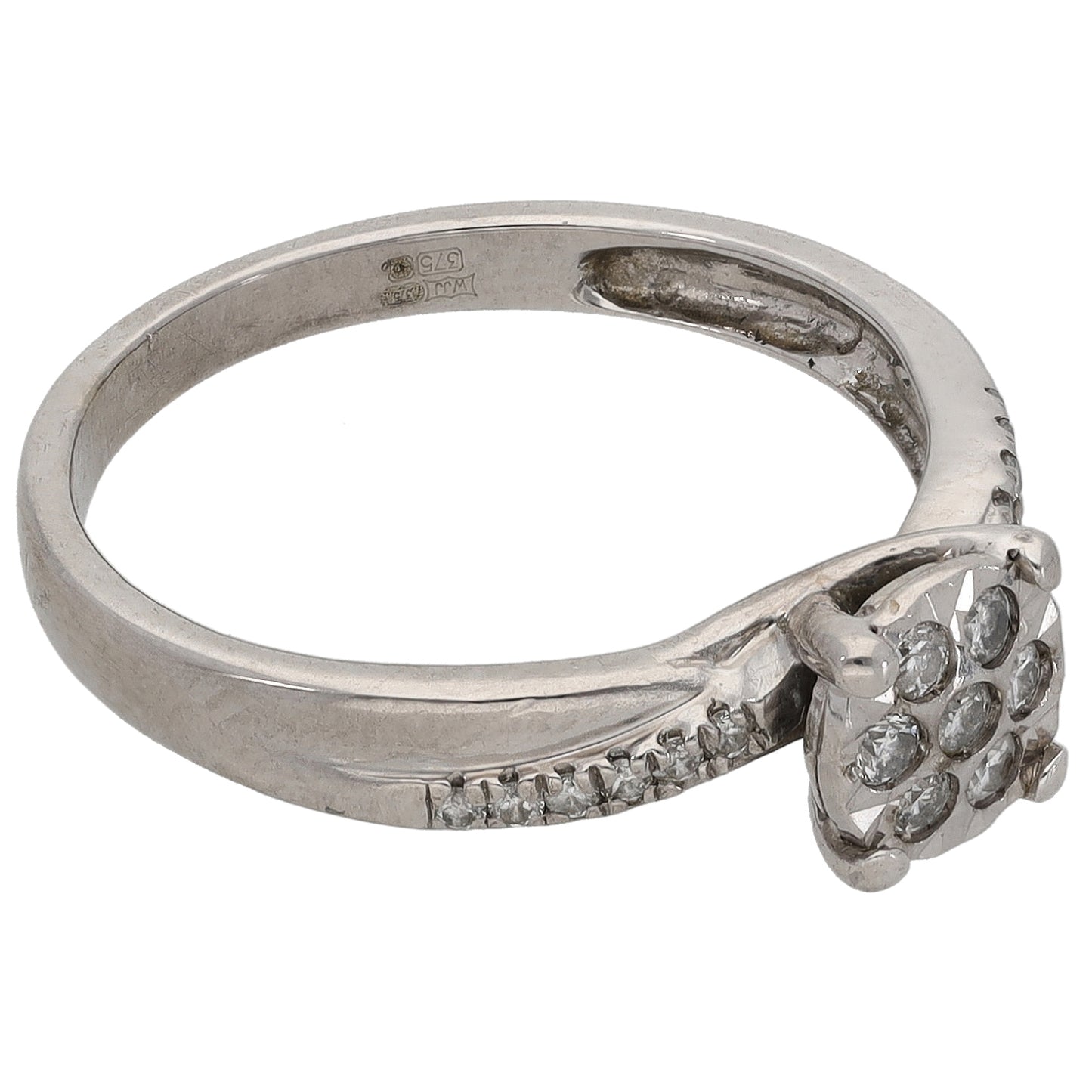 9ct White Gold 0.20ct Round Diamond Cluster Ring Size M