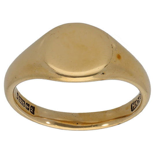 9ct Gold Plain Signet Ring Size L