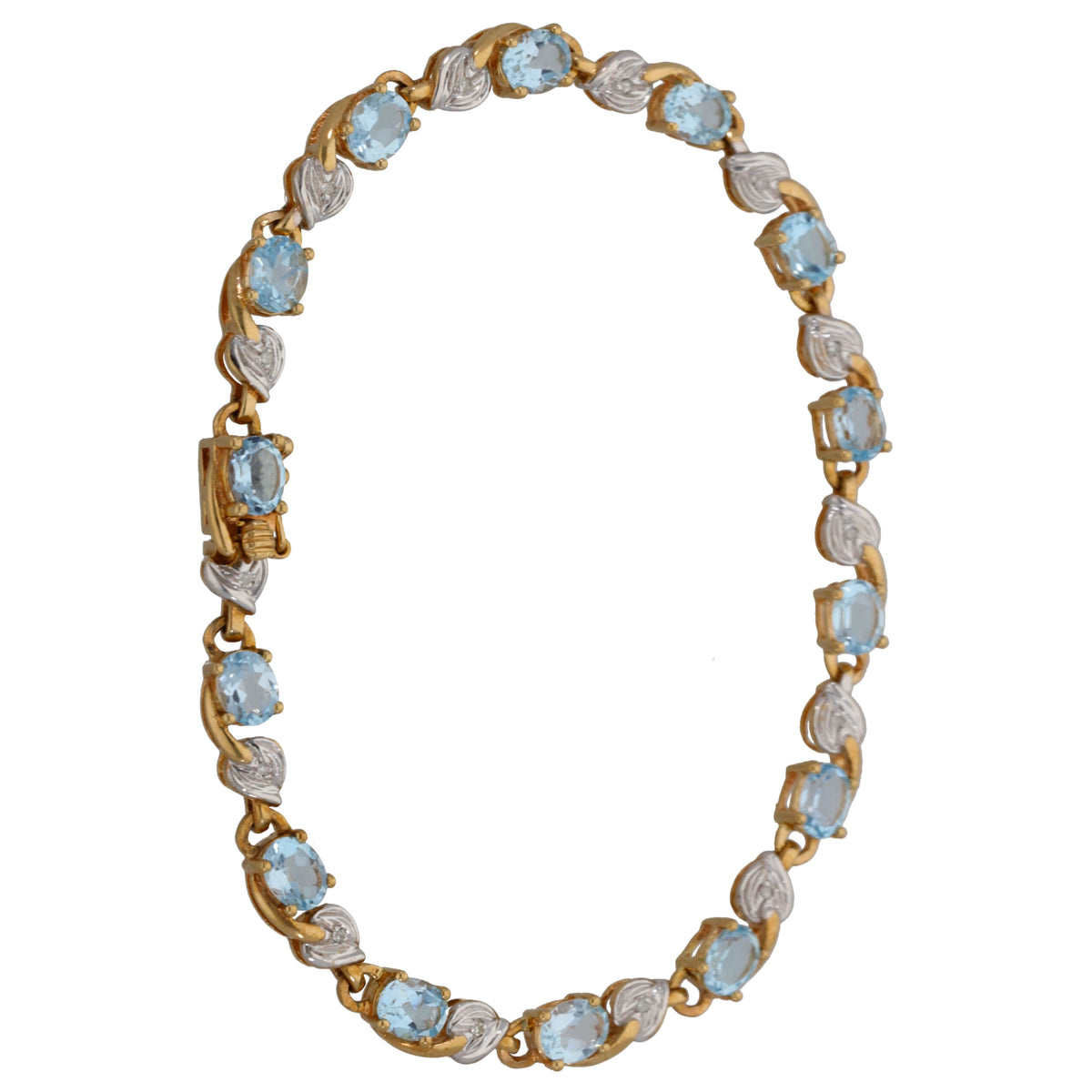 9ct Gold Topaz & 0.07ct Diamond Fancy Bracelet