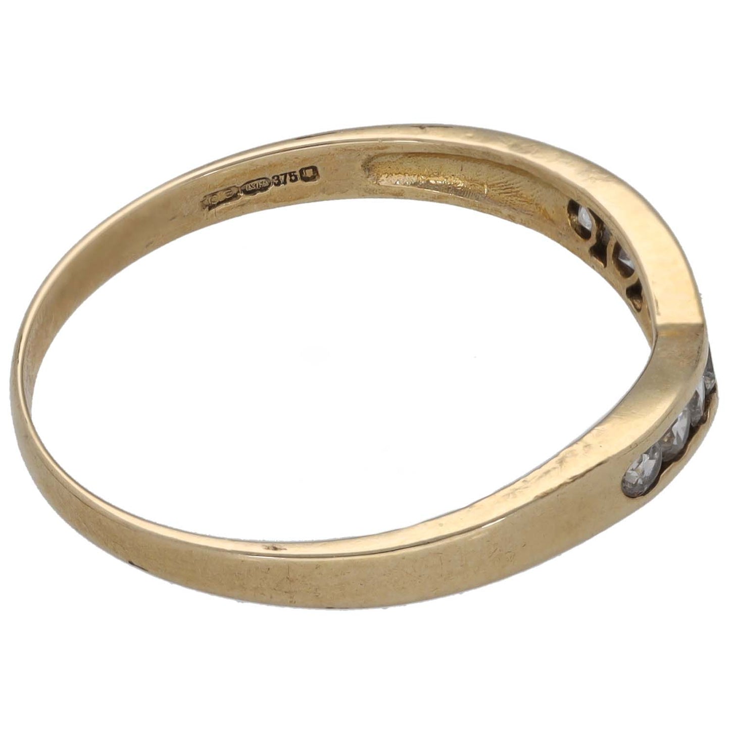 9ct Gold Cubic Zirconia Wishbone Ring Size U