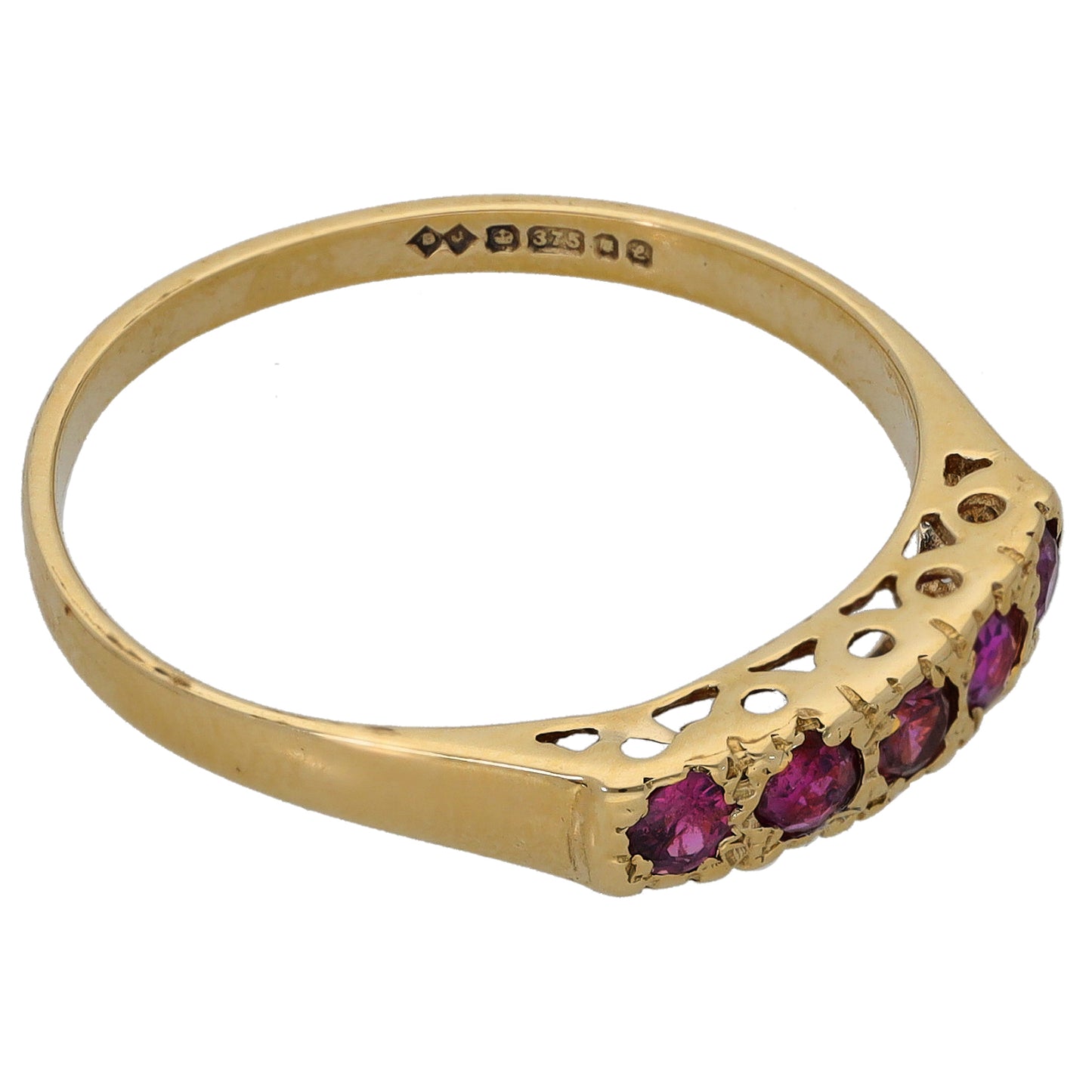 9ct Gold Ruby Half Eternity Ring Size Q