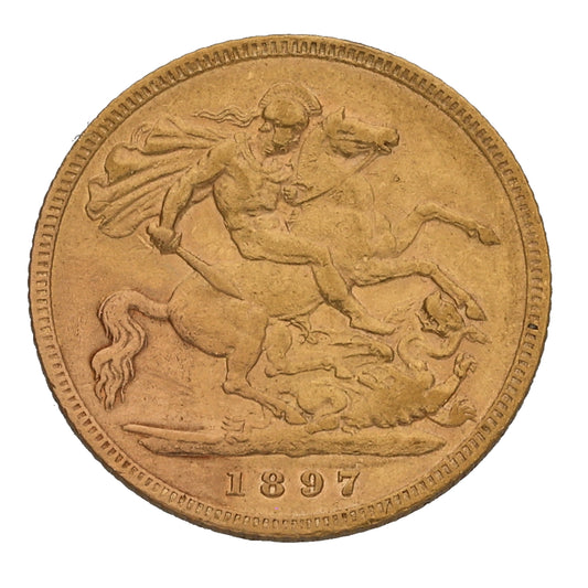22ct Gold Queen Victoria Half Sovereign Coin 1897