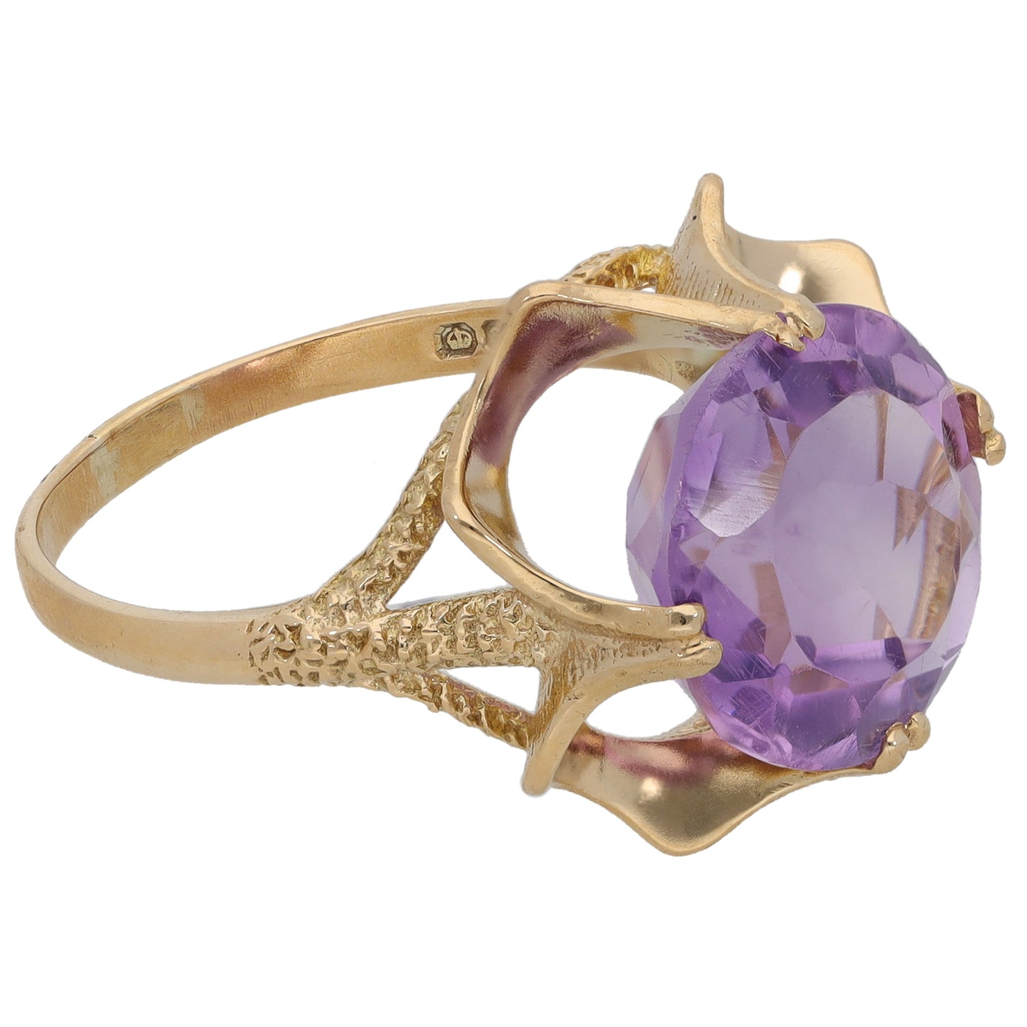 9ct Gold Amethyst Single Stone Ring Size O