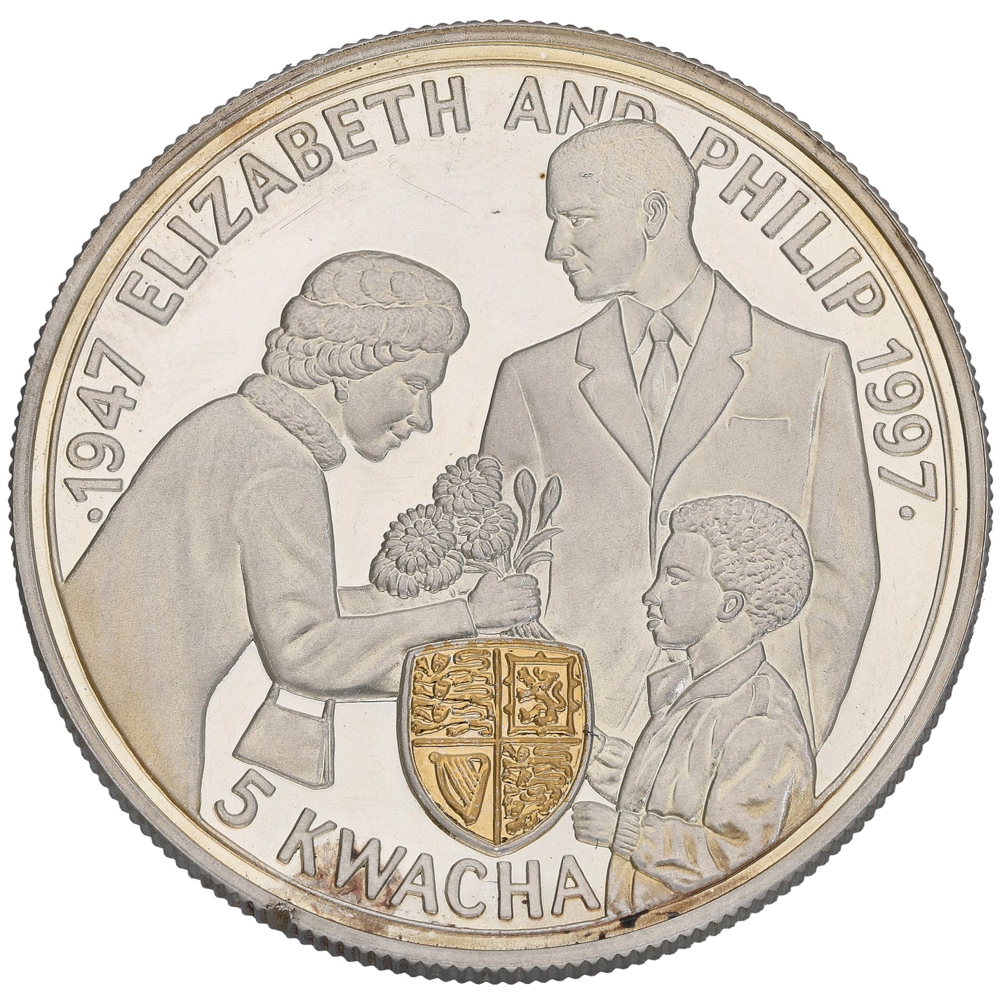 Sterling Silver Elizabeth & Phillip 50th Wedding Anniversary Coin 1997