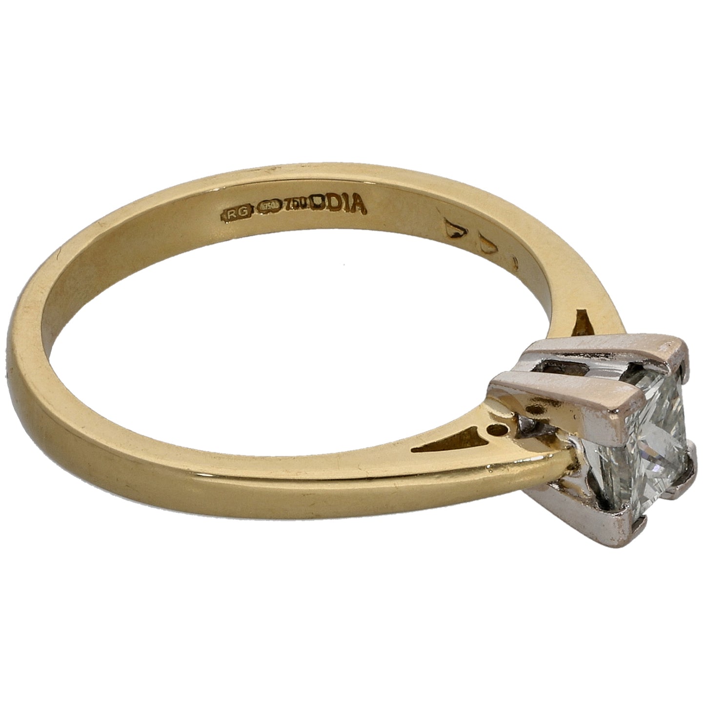 18ct Bicolour Gold 0.44ct Diamond Solitaire Ring Size L