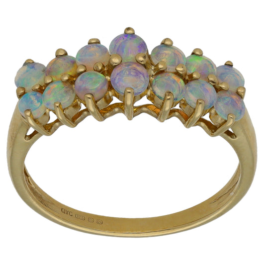 9ct Gold Opal Half Eternity Ring Size P