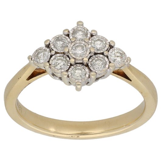 9ct Gold 0.27ct Diamond Cluster Ring Size O