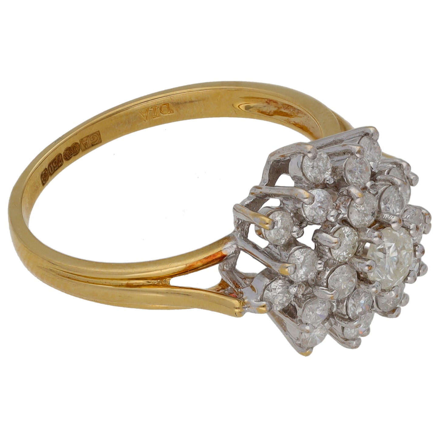 18ct Gold 1.00ct Diamond Cluster Ring Size Q