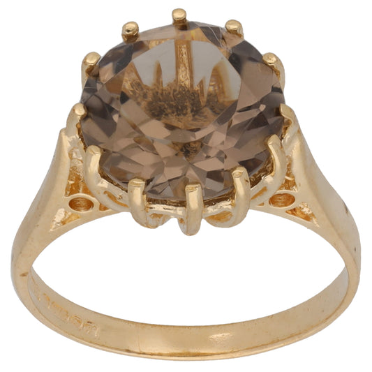 9ct Gold Smoky Quartz Single Stone Ring Size K