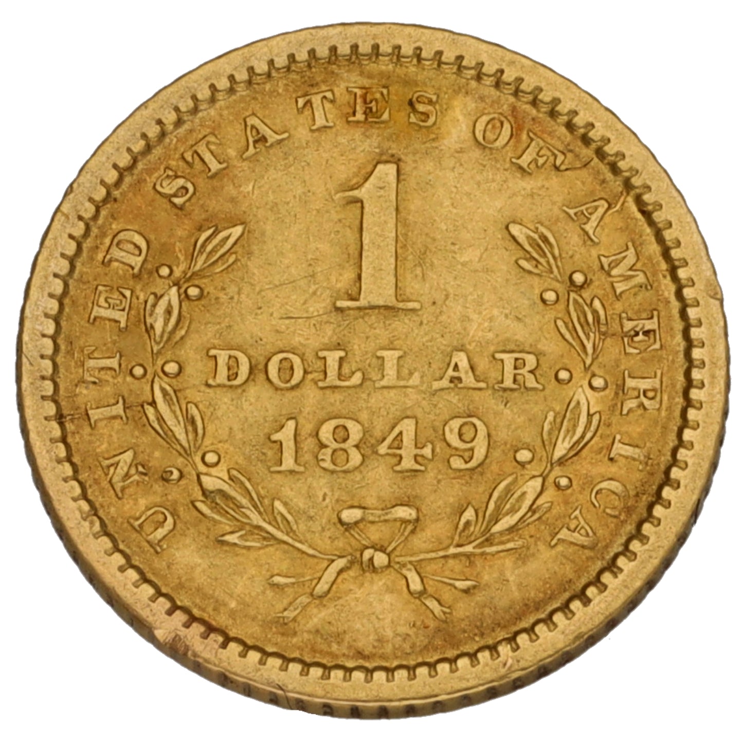 22ct Gold US Liberty Head 1 Dollar Coin 1849