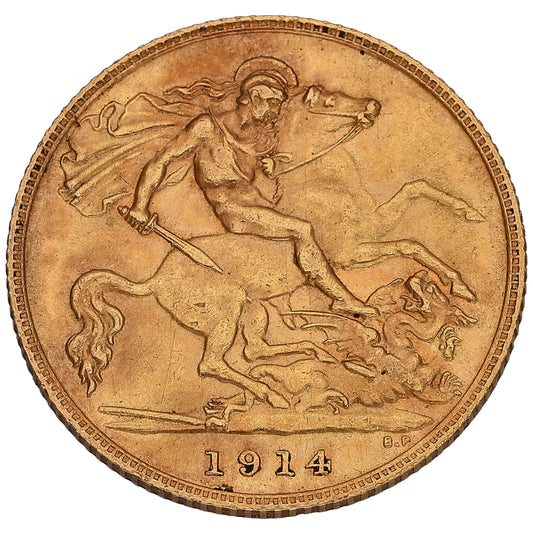 22ct Gold King George V Half Sovereign Coin 1914