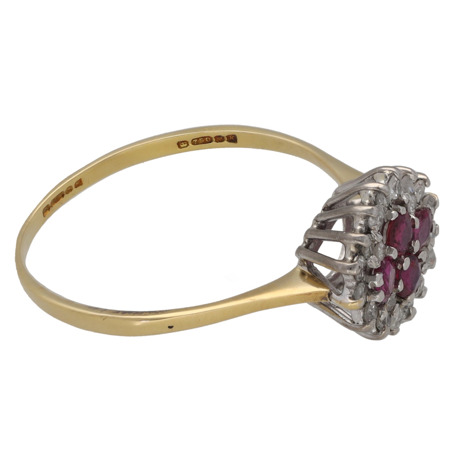18ct Gold Ruby & 0.20ct Diamond Dress/Cocktail Ring Size T