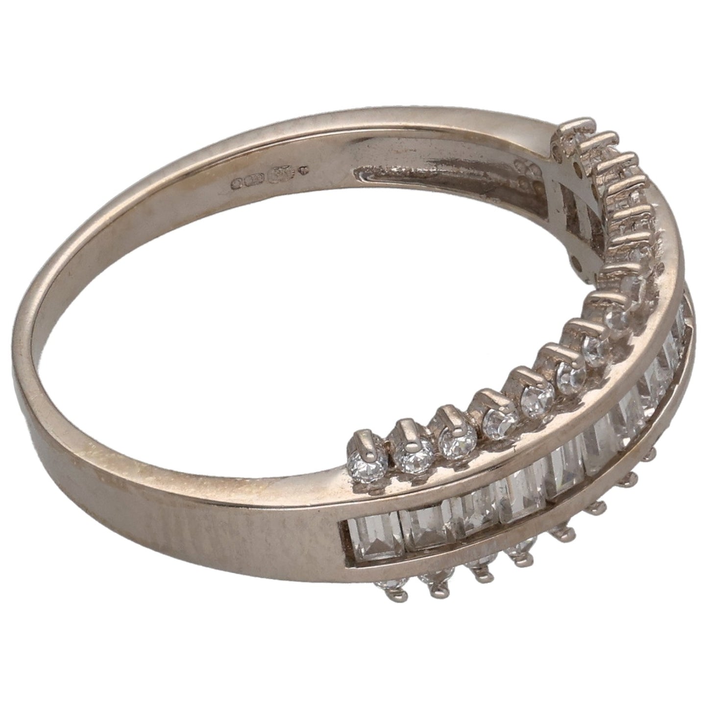 9ct White Gold Cubic Zirconia Dress/Cocktail Ring Size P