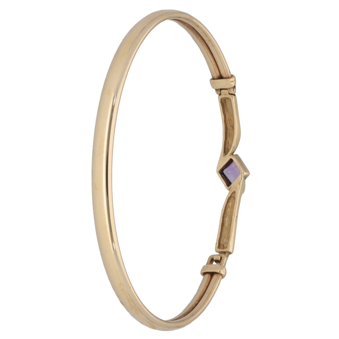 9ct Gold Amethyst Hinged/Clasp Bangle