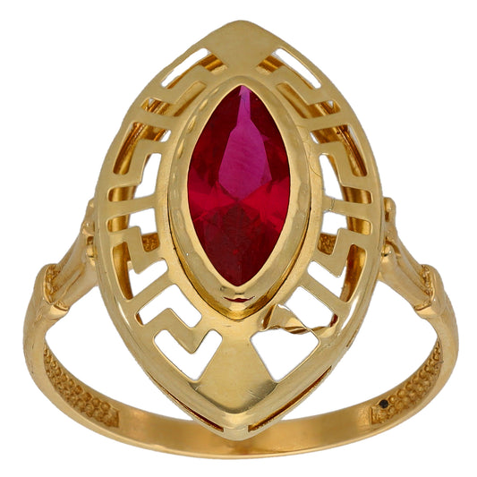 9ct Gold Imitation Gems Single Stone Ring Size S