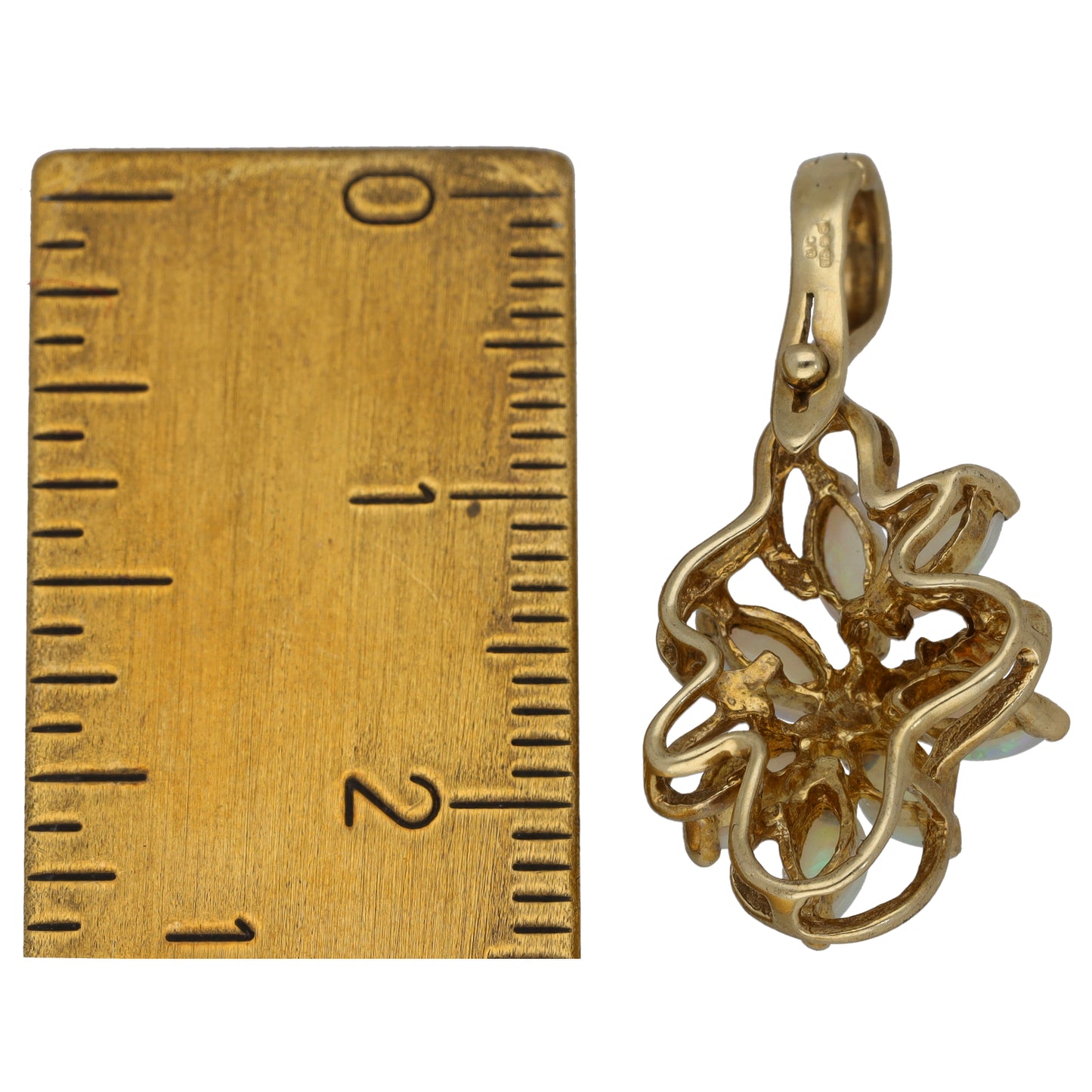 9ct Gold Opal & 0.03ct Diamond Dress/Cocktail Pendant