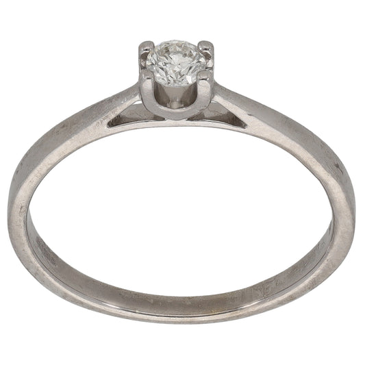 9ct White Gold 0.16ct Diamond Solitaire Ring Size P