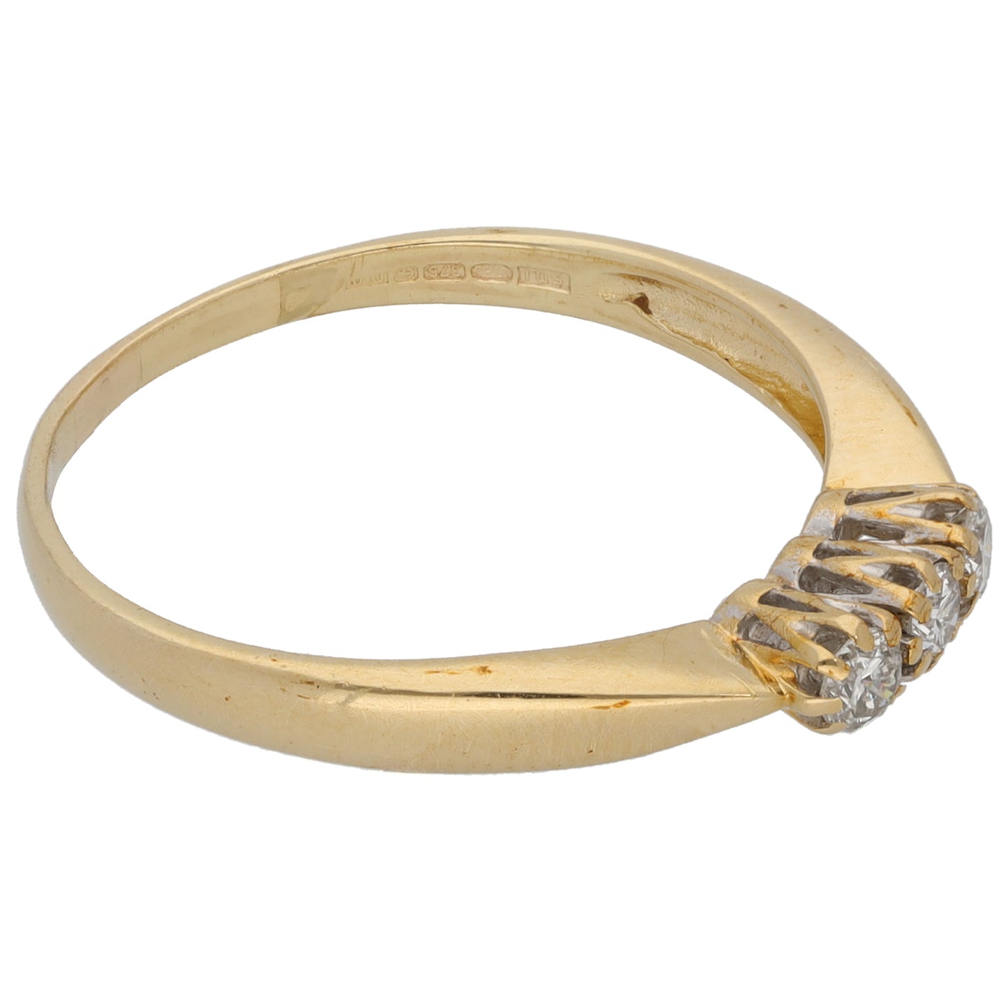 9ct Gold 0.21ct Diamond Trilogy Ring Size U
