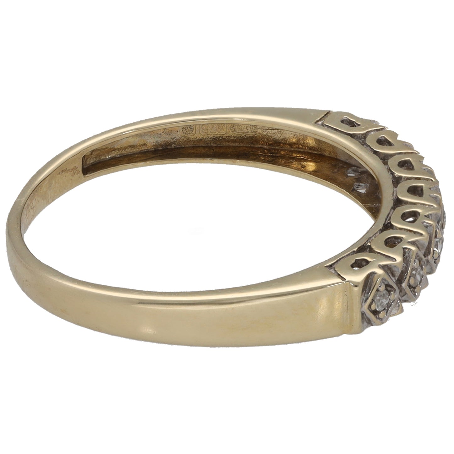 9ct Gold 0.05ct Diamond Half Eternity Ring Size O