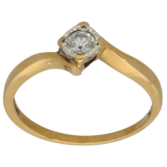 9ct Gold 0.15ct Diamond Solitaire Ring Size N