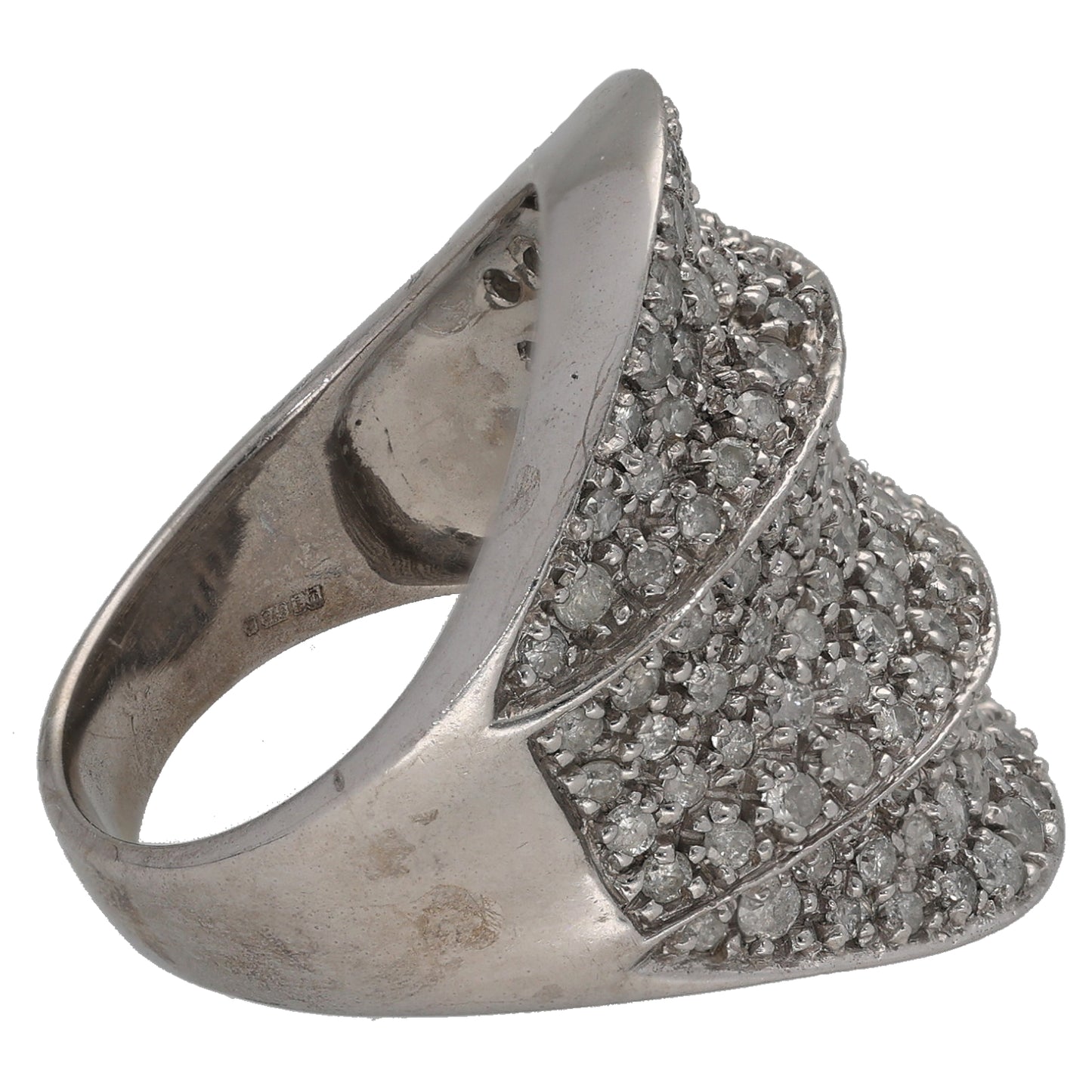 9ct White Gold 1.75ct Diamond Dress/Cocktail Ring Size O