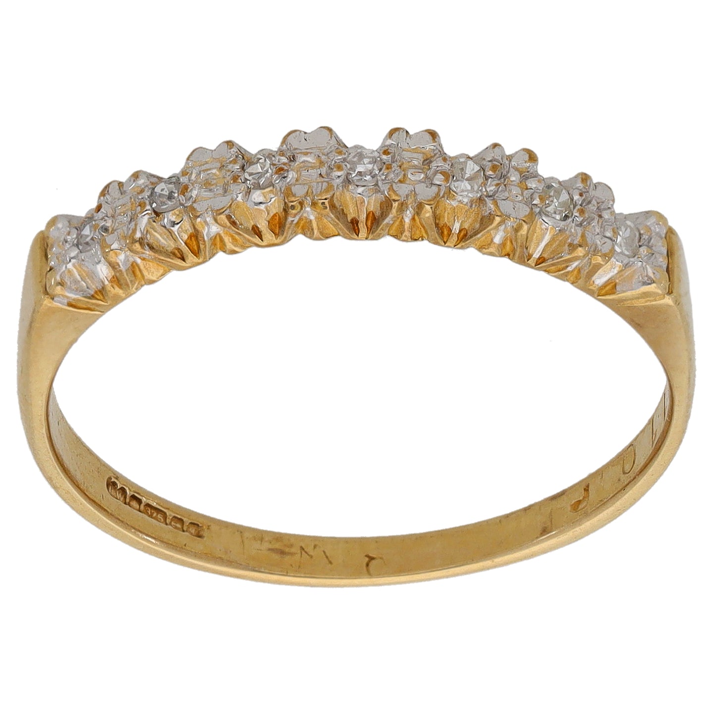 9ct Gold 0.035ct Diamond Half Eternity Ring Size P