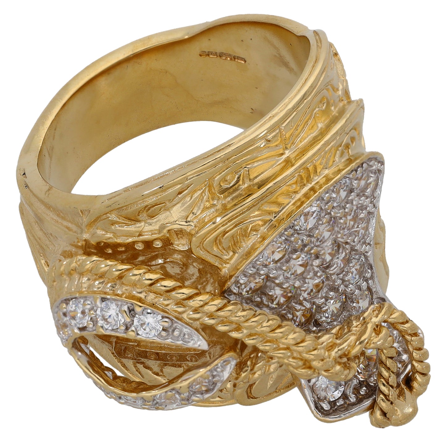 9ct Gold Cubic Zirconia Saddle Ring Size W