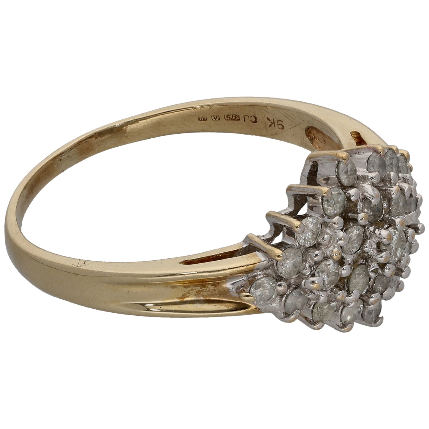 9ct Gold 0.50ct Diamond Cluster Ring Size R