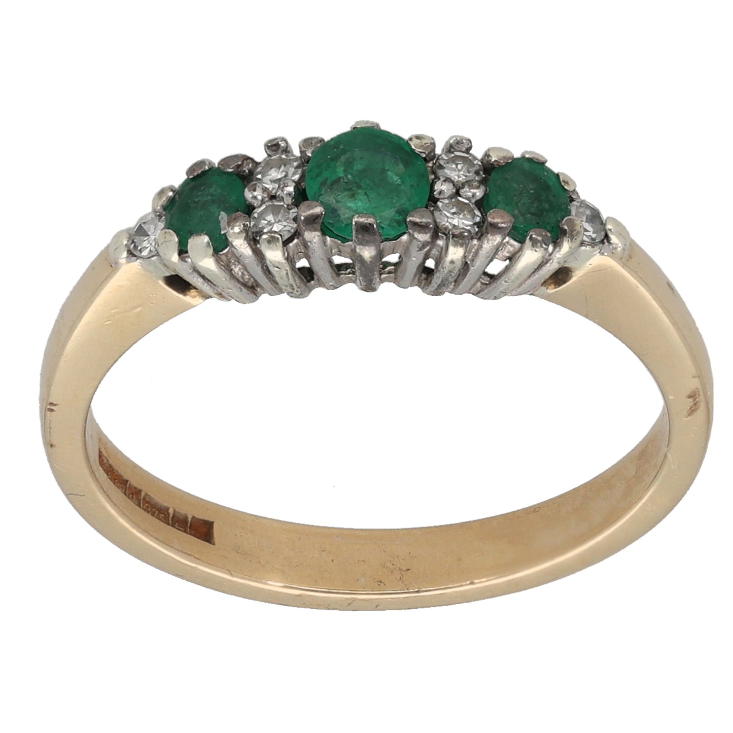 9ct Gold Emerald & 0.12ct Diamond Dress/Cocktail Ring Size N