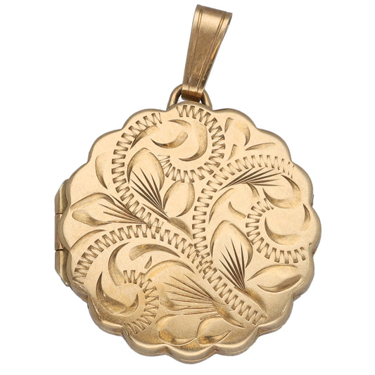 9ct Gold Patterned Locket Pendant