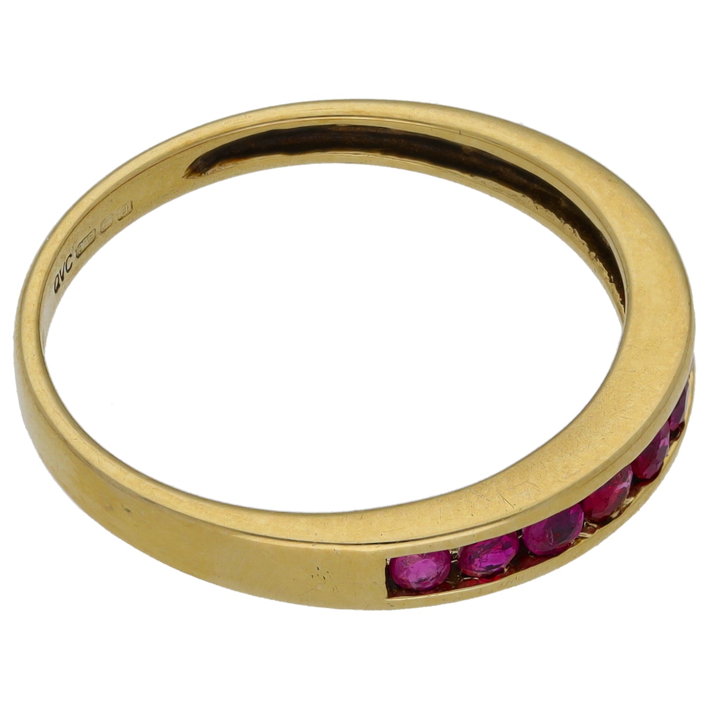 9ct Gold Ruby Half Eternity Ring Size Q