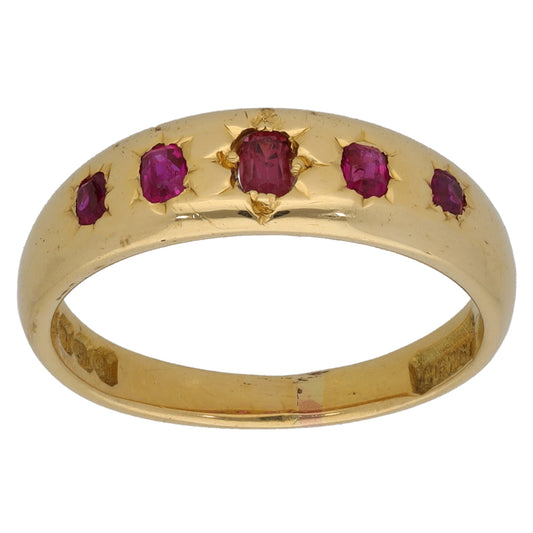 18ct Gold Ruby Half Eternity Ring Size L
