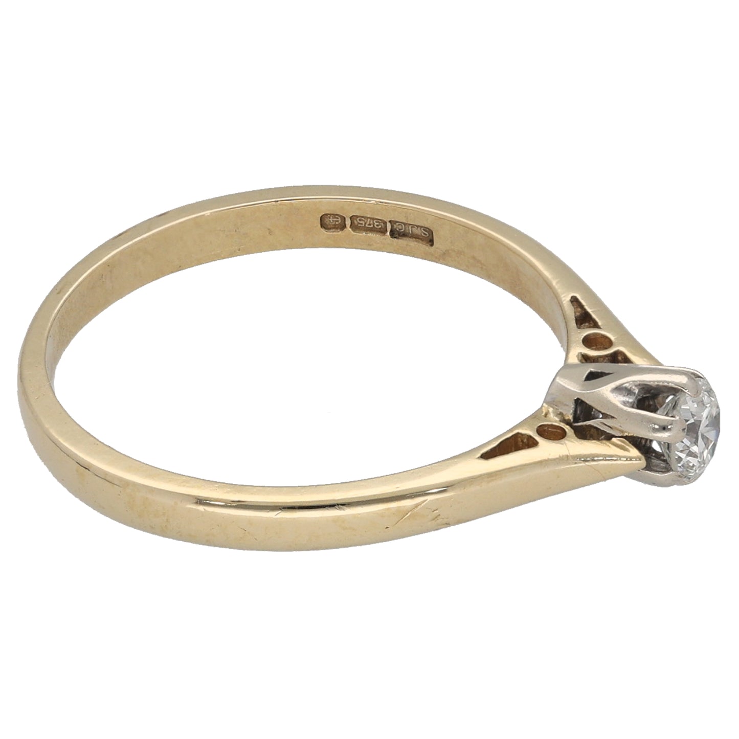 9ct Gold 0.15ct Diamond Solitaire Ring Size L