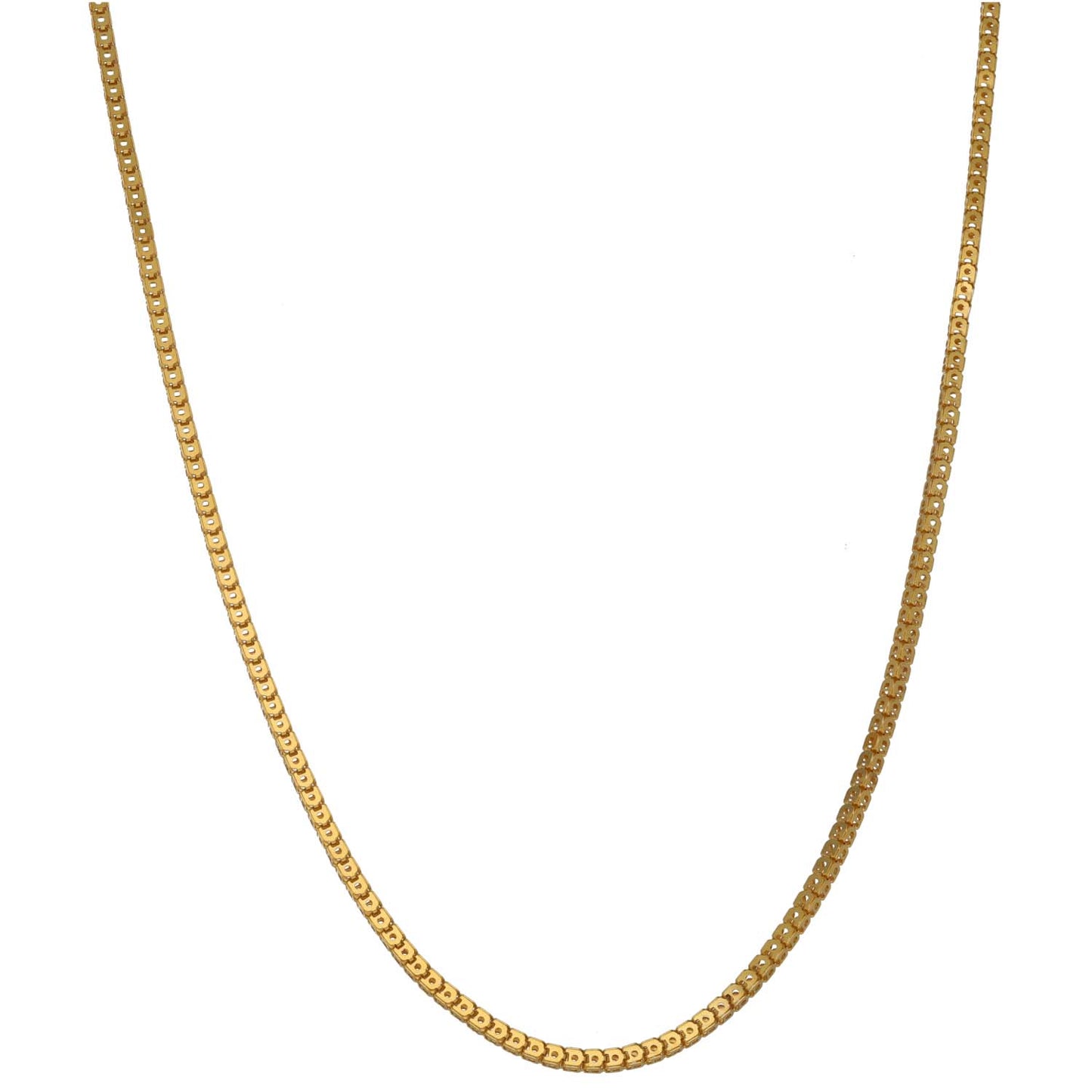 Gold beaded-link chain necklace with round link pattern