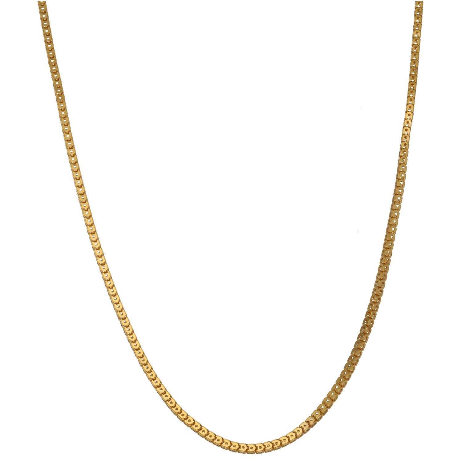 Gold beaded-link chain necklace with round link pattern