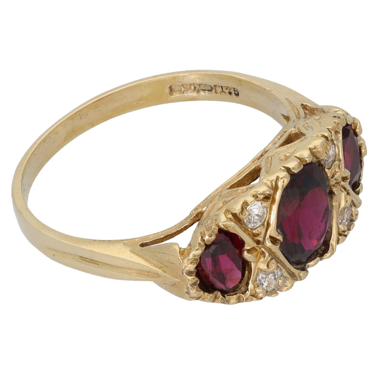 9ct Gold Garnet & Cubic Zirconia Dress/Cocktail Ring Size M